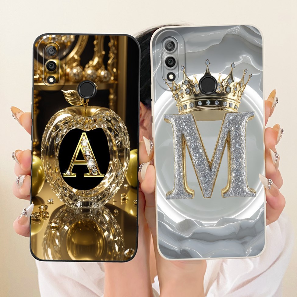 สําหรับ Huawei Y9 2019 กรณีความงามหรูหราตัวอักษรแฟชั่น Crown 2D ทาสีปลอก JKM-LX1 JKM-LX2 JKM-LX3