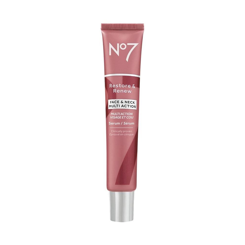 No7Restore&RenewSculptingSerumforFace&Neck,1.69Oz|สูตรต่อต้านวัย, ซ่อมแซมร่องลึก,คอลลาเจน-Infusedcar