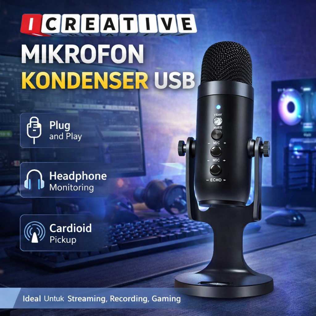 CREATIVE USB Condenser Mic Podcast Live Streaming Cardioid พร้อมขาตั้ง - JD-900