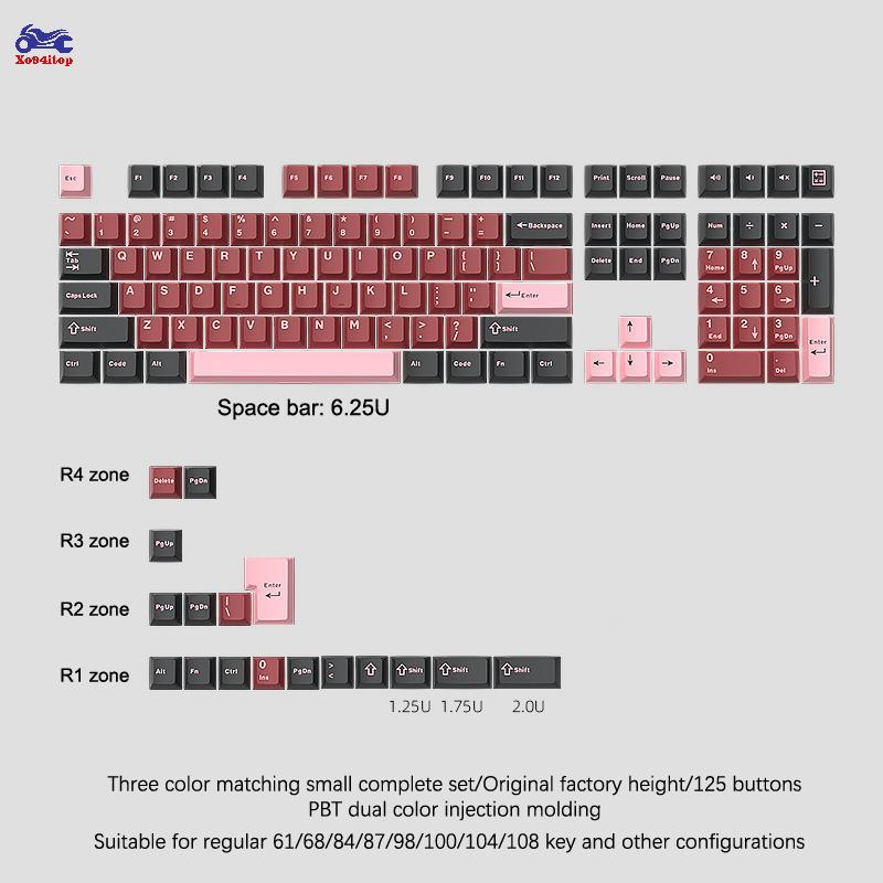 XOITOP 126 คีย์ Double Keycap PBT Cherry คีย์บอร์ดเกมสําหรับ MX Switch Keycap GMK67 GMK87 GMK61 คีย์