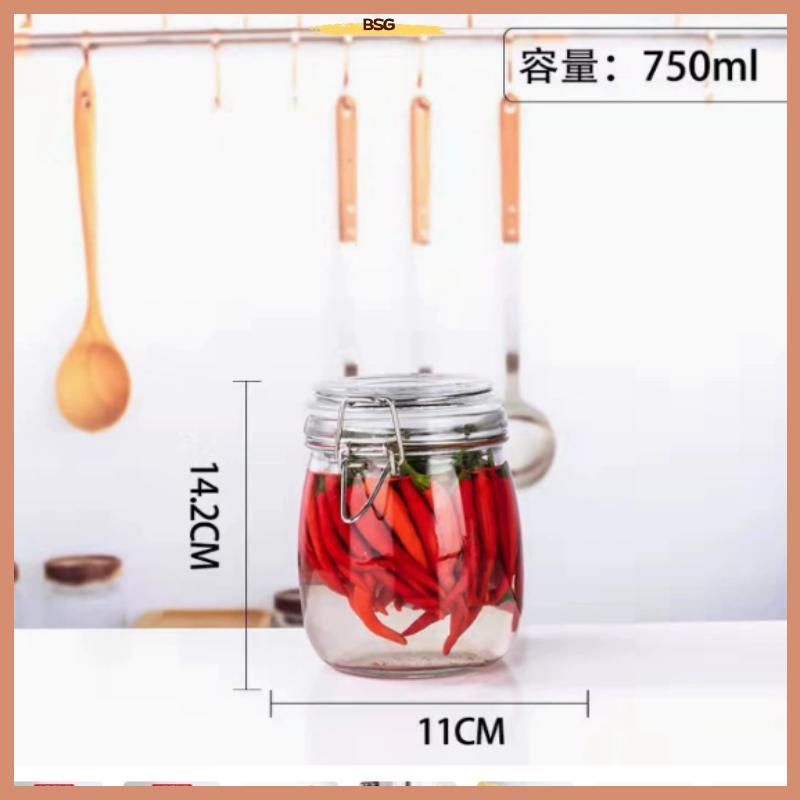 BSG Airtight Glass Jar 750ml 1L 1.5L 2L 3L Big Jar คอนเทนเนอร์ตะกั่วฟรีแก้วรั่ว W BSG