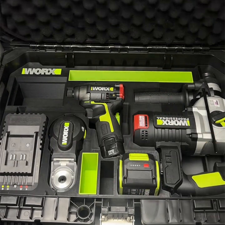 【กล่องซับในพิมพ์ 3D】เข้ากันได้กับกล่องเครื่องมือ WORX 4233 จัดเก็บสว่านโรตารี่ WU388 + ไขควง WU132x 