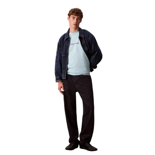 CALVIN KLEIN เสื้อยืดคอกลมแขนสั้นผู้ชาย Standard Logo ทรง Relaxed รุ่น 40HM228 CJ9-สี Light blue