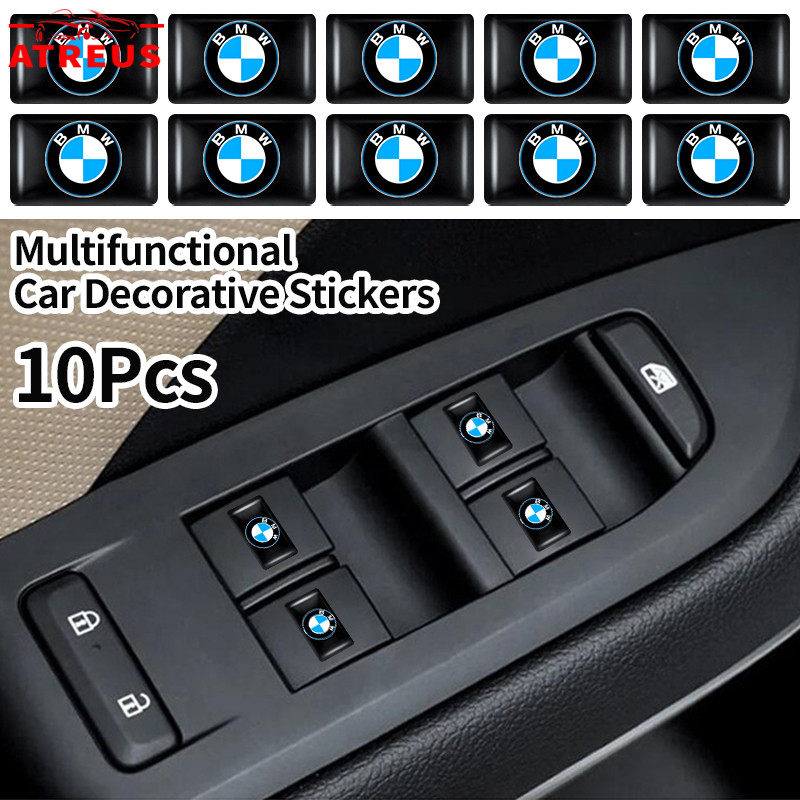 10 ชิ้น BMW สติ๊กเกอร์โลโก้รถยนต์ 3D แบบสี่เหลี่ยม ขนาด 10x18 มม. สติ๊กเกอร์ตกแต่งรถยนต์ สำหรับ BMW 