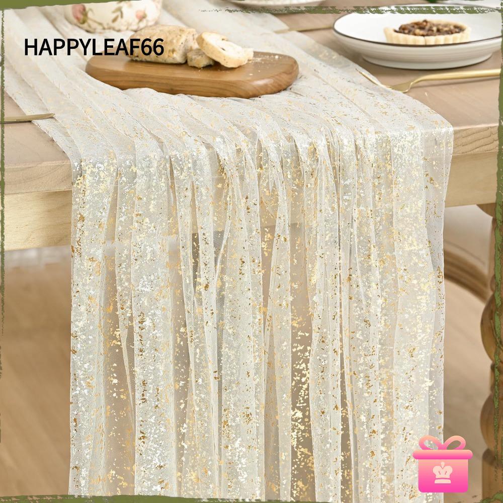 HAPPYLEAF66 Sheer Table Runner, Sheer Metallic Table Runner,ตกแต่งฟอยล์โลหะนุ่มTulle Table Runnerตกแ