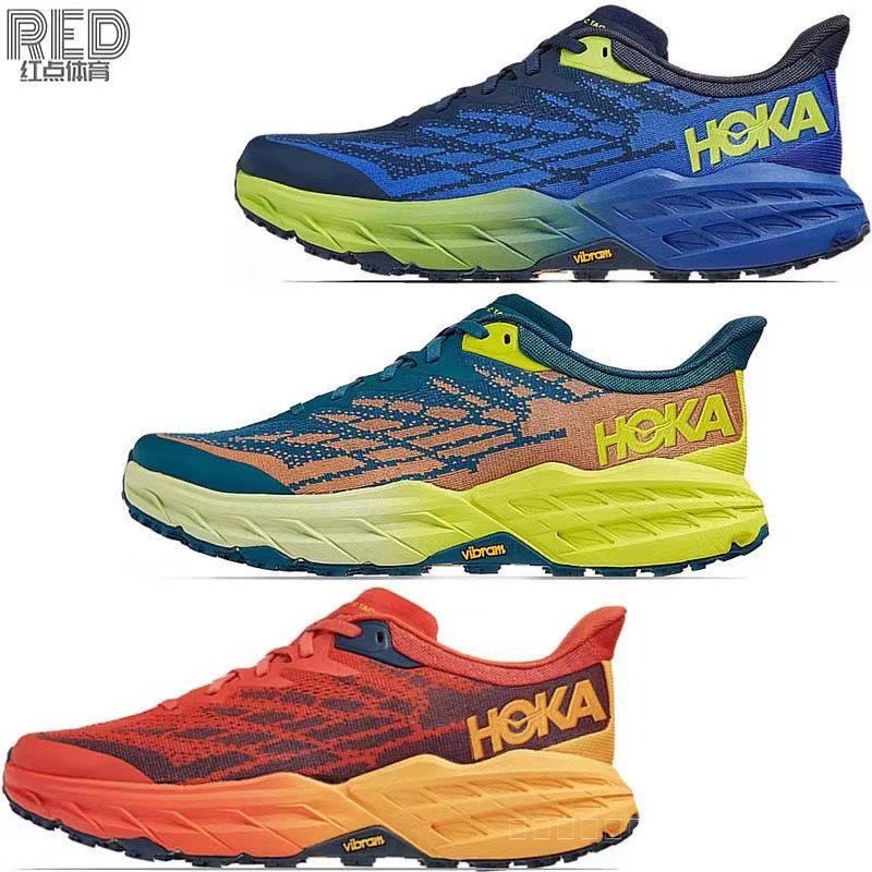 Hoka one one speedgoat 5 speed แพะ 5 รองเท้าเดินป่ารองเท้าผ้าใบ E8IJ