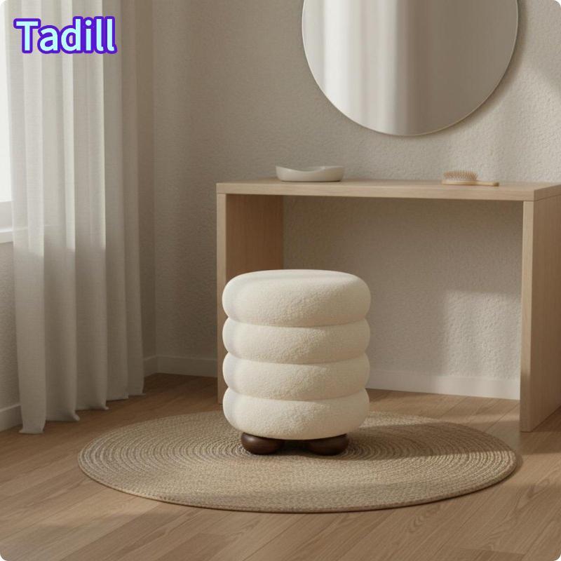 [Blesiya3] Boucle Vanity Stool โต๊ะเครื่องแป้งน่ารักที่นั่งนุ่ม Boucle Ottoman Chair ครีมสีขาว