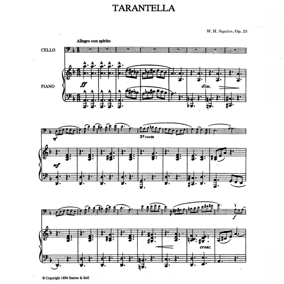 Squire Squire Tarantella Op.23 Cello Score+Piano Acompanment Score เวอร์ชันดั้งเดิม