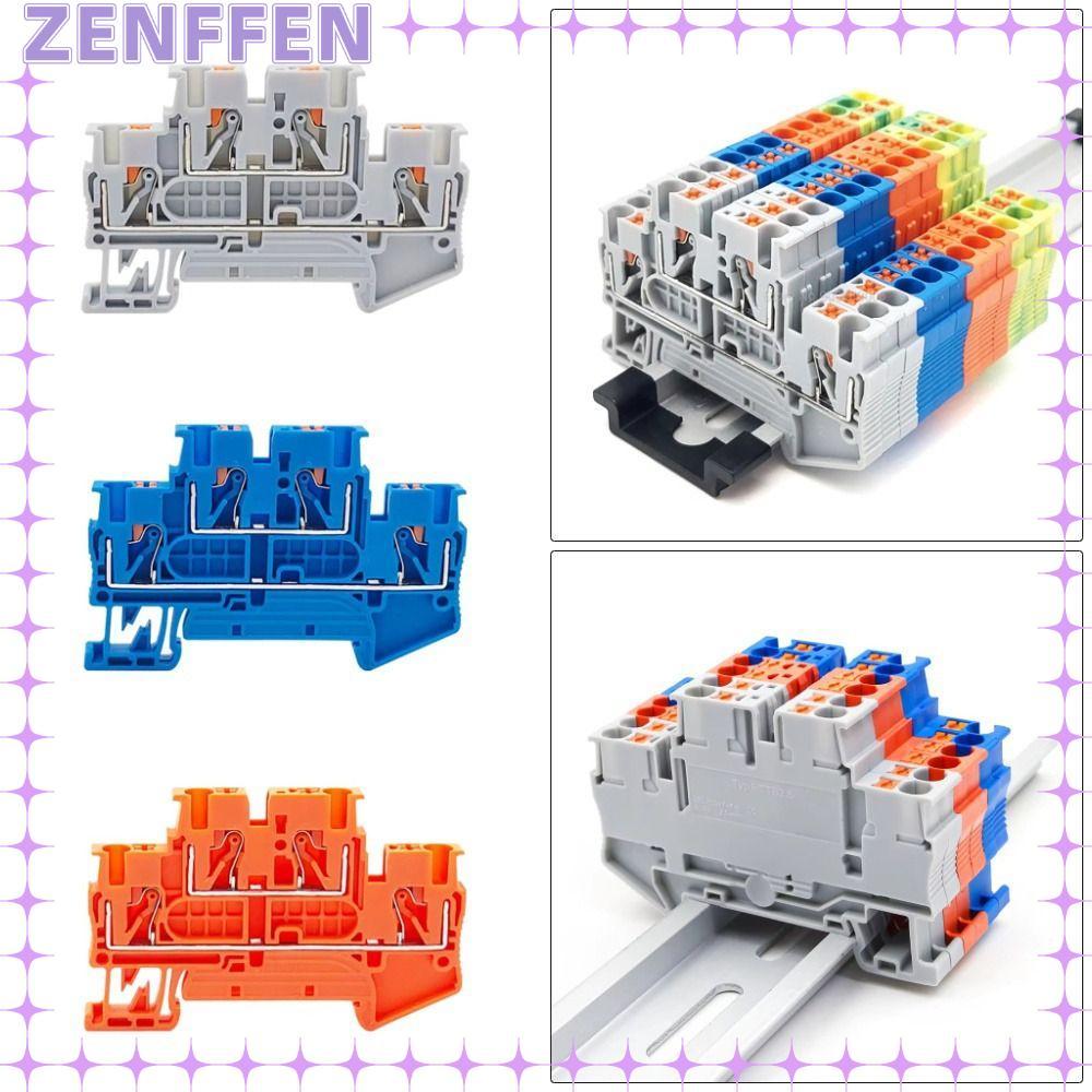 ZENFFEN 4 ชิ้น DIN Rail Terminal Block, 2.5 มม.2 PTTB-2.5 PTTB-2.5 Terminal Block, เครื่องมือฟรี 2 ใ