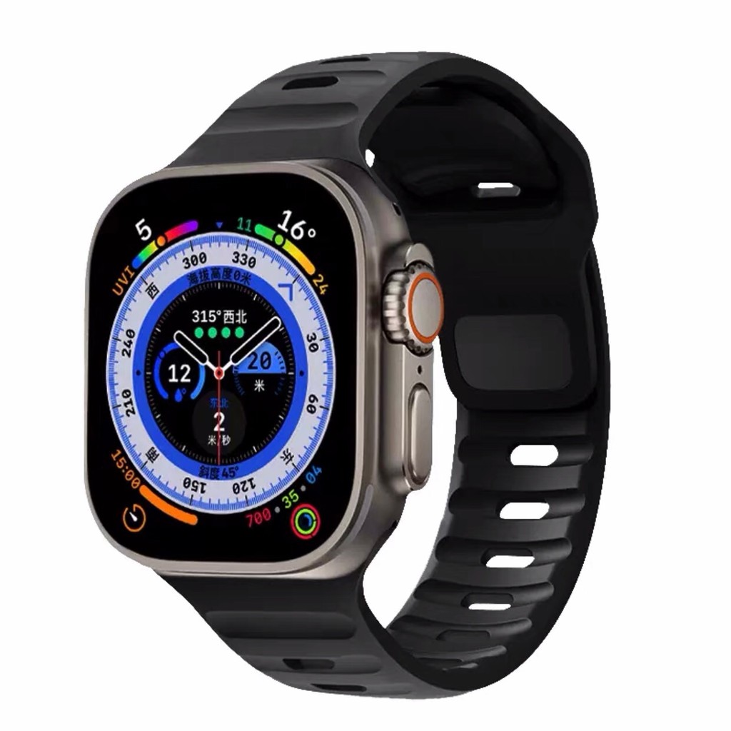 เหมาะสําหรับ Huaqiangbei Apple applewatch9 สาย s8/s9Ultra สายนาฬิกาเทปซิลิโคน HK8promax