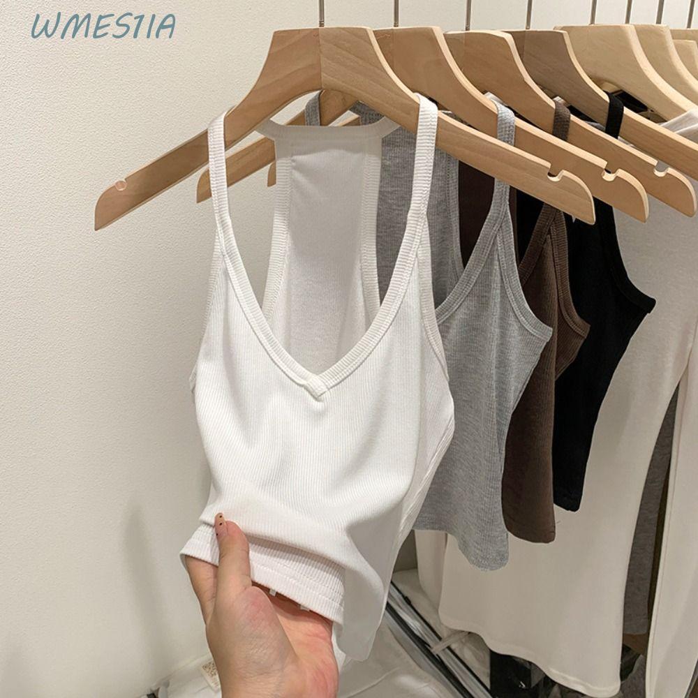 WMES1IA Y2K Slim Fit Tops,ลึกVคอ Casual Skinny Camisole,ฤดูร้อนพื้นฐานเสื้อกล้ามแขนกุดCami Topหญิง