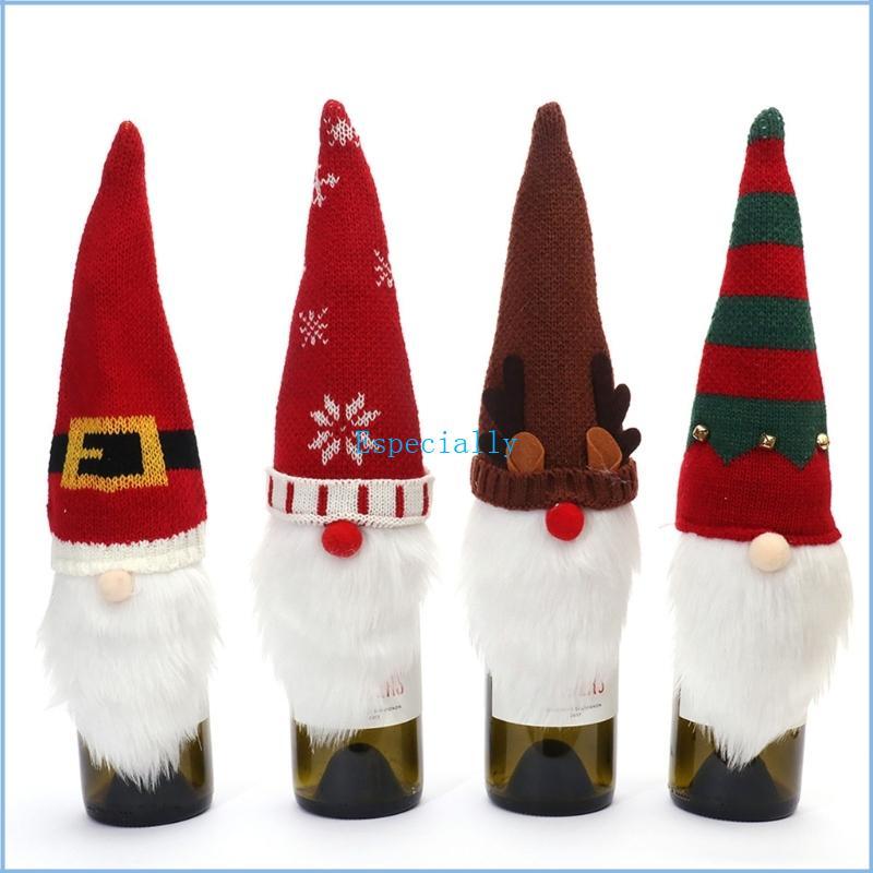 ESP คริสต์มาส Gnome ขวดไวน์ถัก Gnome เครื่องประดับตกแต่งสําหรับงานเลี้ยงวันเกิดเดสก์ท็อปตกแต่ง
