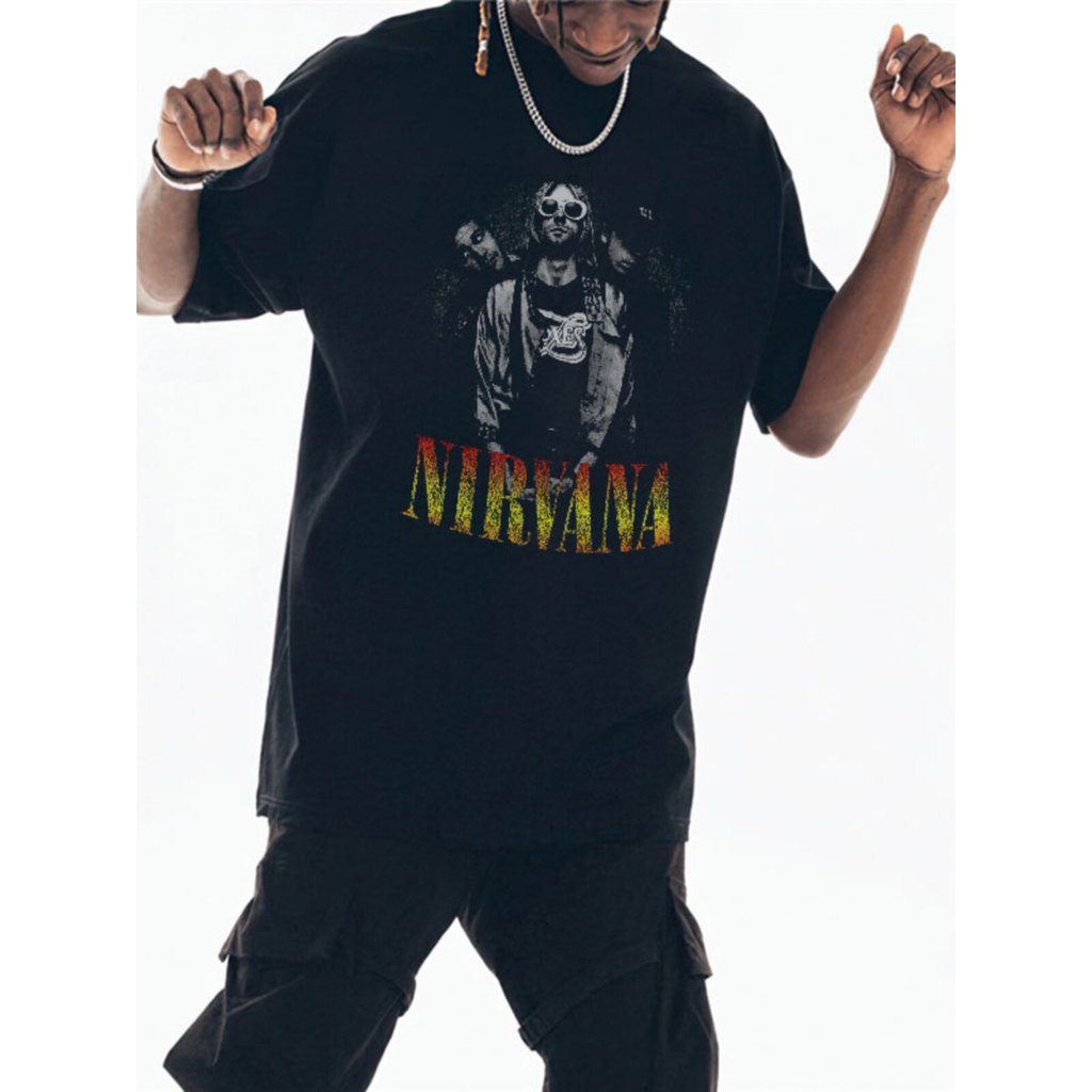2026 สไตล์ใหม่ Rock Band nirvana nirvana พิมพ์เสื้อยืด Koben แขนสั้นรอบคอผ้าฝ้ายแท้ Top Ready Stock