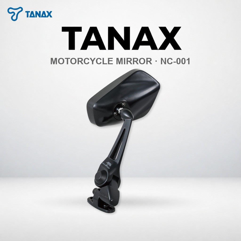 กระจกมองข้างทรง Cowl TANAX Napoleon (NC-001) สีดำ ติดตั้งอเนกประสงค์ มอเตอร์ไซค์ | TANAX Napoleon NC