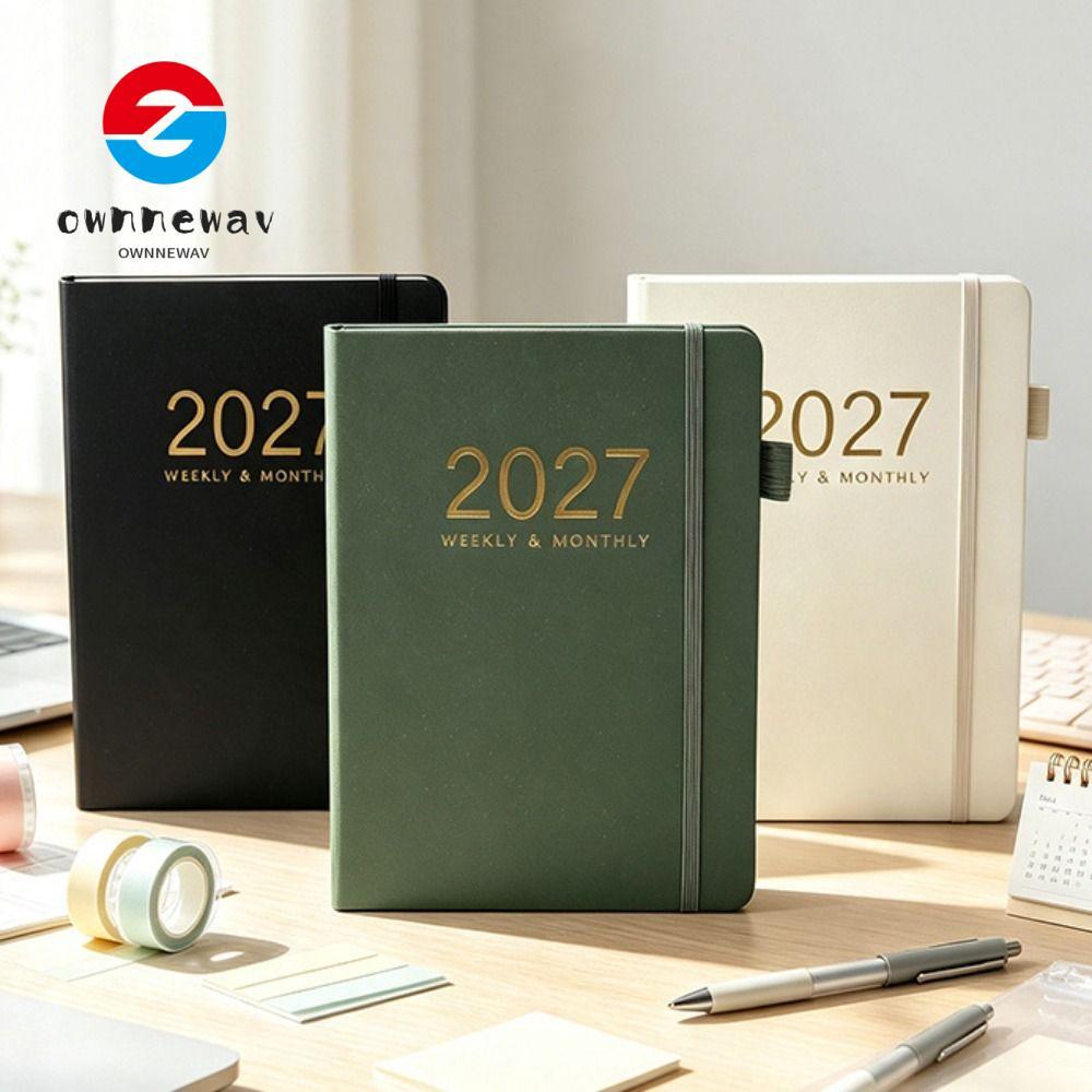 OWNNEPH 2027 Schedule Book, Textured PU To Do List Agenda Book, Portable Planner Reminder A5 Daily P