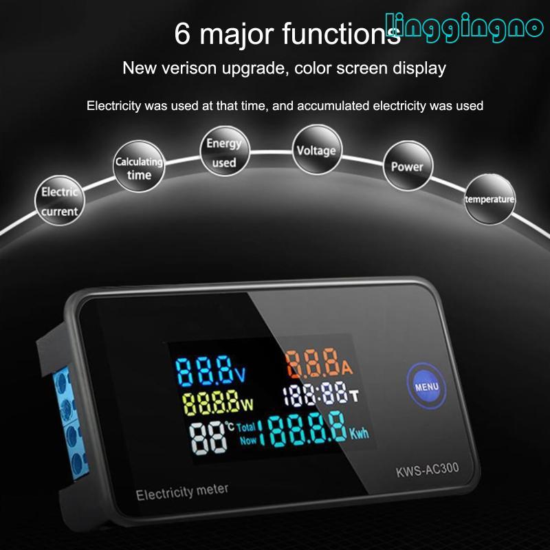 RR Comapct แรงดันไฟฟ้า Amperage Power Energy มัลติมิเตอร์ AC 50-300V 0-100A Energy Meter