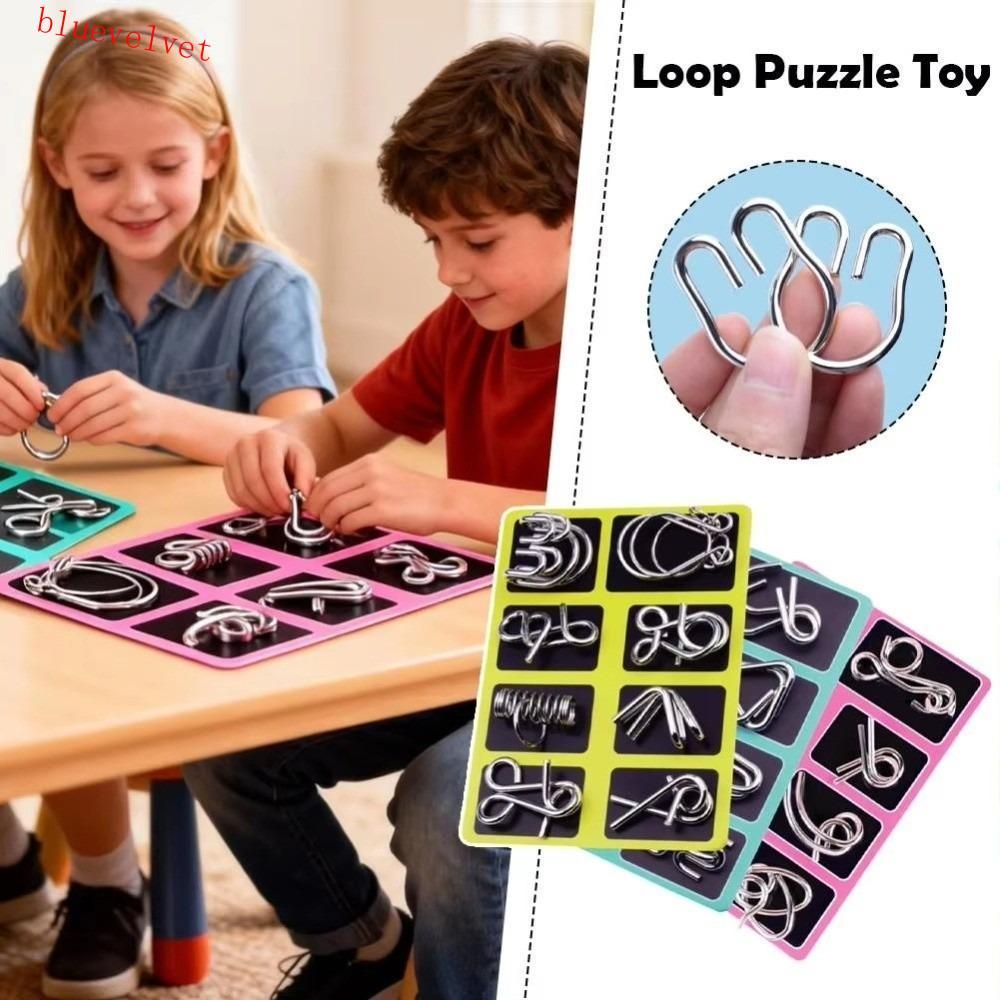 BLUEVELVET Montessori ปริศนาของเล่น,ปริศนาโลหะ 3D Design Wire IQ เกม, Caasse Tete Puzzle Wire การออก