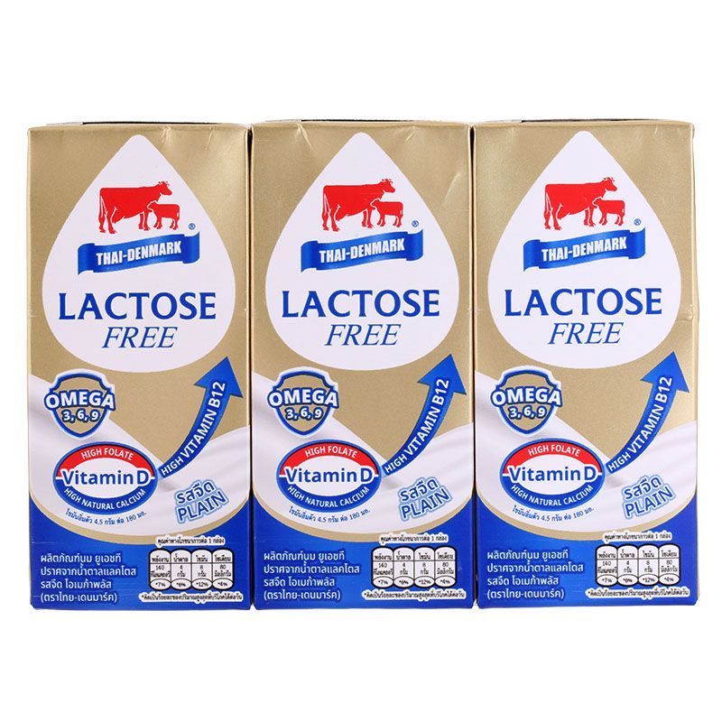 ไทยเดนมาร์คโอเมก้าพลัสนมยูเอชทีแลคโตสฟรีรสจืด 180มล. แพค3 ThaiDenmarkLactoseFree180mlX3 [หมายเลขบาร์โค้ด 8852537018636]