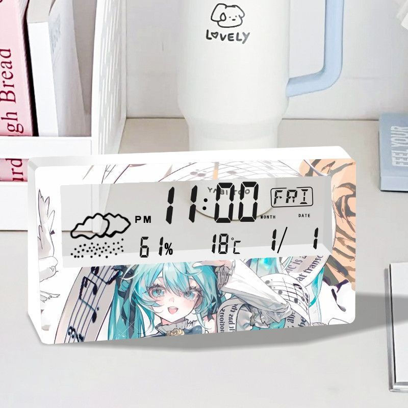 Anime-themed bedside alarm clock, 2D fan art alarm clock, creative alarm clock for studentsクchミLumin