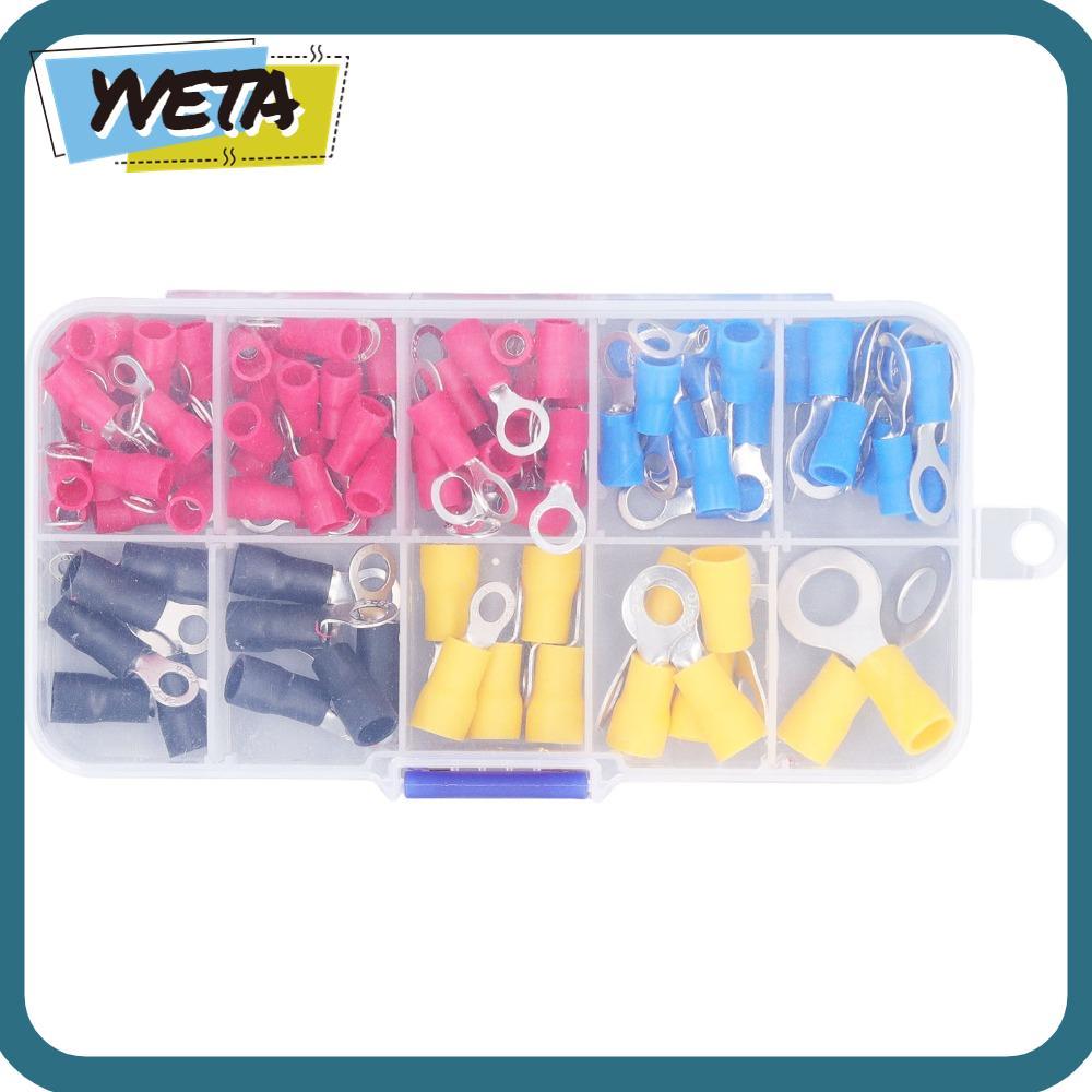 YVETA 102PCS Cold Pressed Terminal, RV1.25/2/3.5/5.5 10 ข้อมูลจําเพาะฉนวนแหวน Terminal, O แหวน CRIMP Terminals สารหน่วงไฟฉนวนลวด CRIMP Connector Terminal