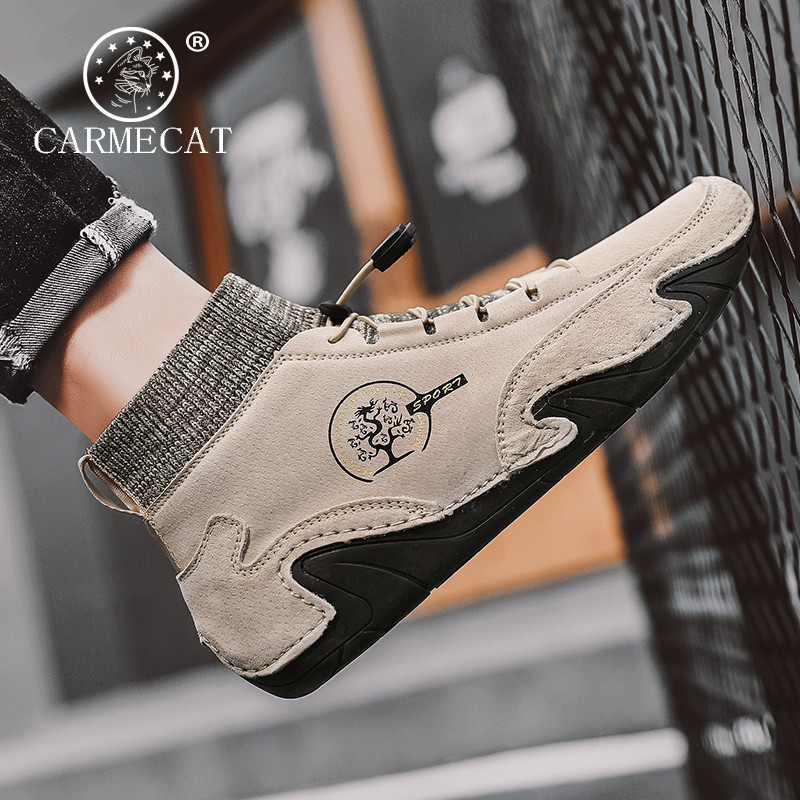 CARME CAT Official Flagship Store 2025 สไตล์ใหม่ Martin Boots ของแท้หนัง Casual ขนแกะซับรองเท้าผู้ชา