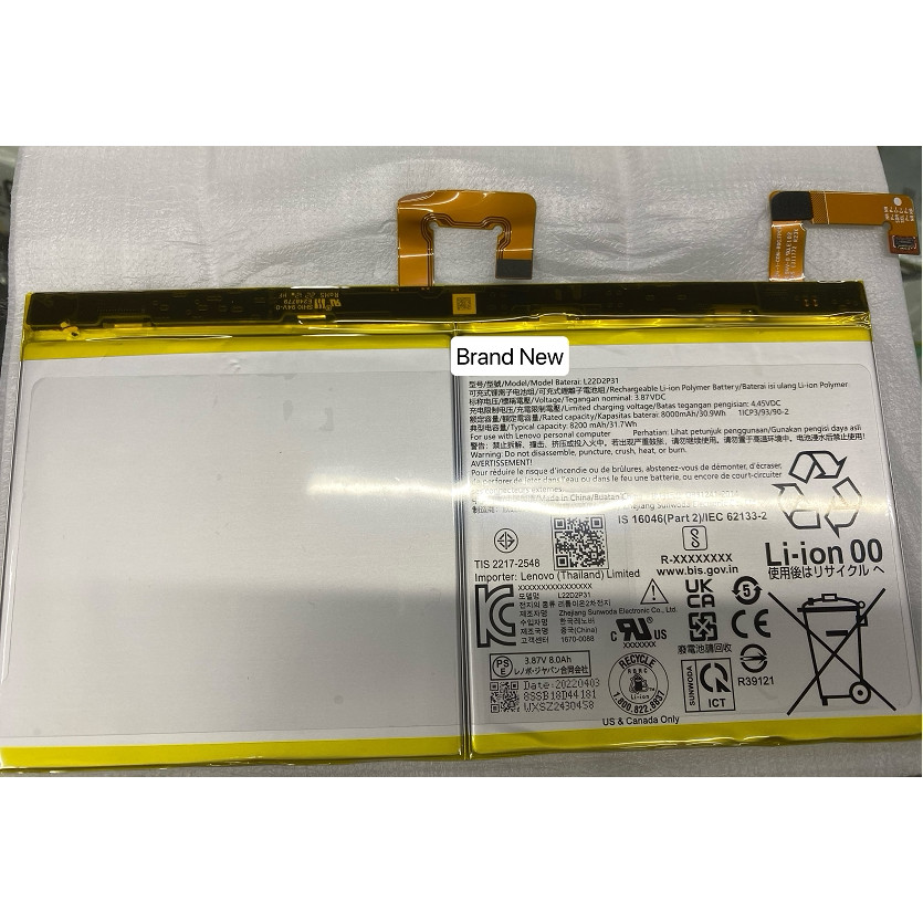 [คลังสินค้าพร้อม] เหมาะสําหรับแบตเตอรี่ Lenovo/Lenovo Tab P11 Pro 2nd Gen 2022 TB132F L22D2P31