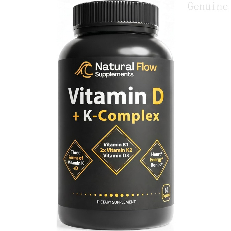 Flow itamin D3 พร้อม K2 Complex, 5000 IU, 60 แคปซูล 9X0U