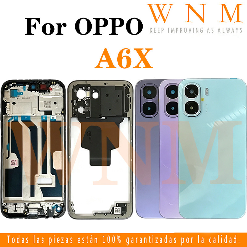 ฝาหลังแบตเตอรี่สําหรับ OPPO A6X CPH2783 CPH2819 MIddle กรอบปกหลังด้านหลังประตูกรณีเปลี่ยนส่วน