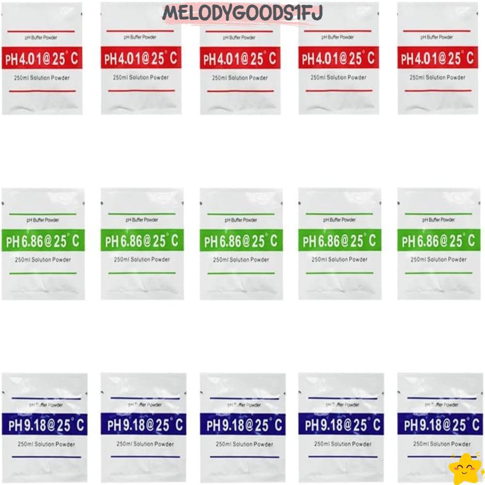 MELODYGOODS1FJ 15 ชิ้น PH Meter Calibration Solution Powder, PH 4.01 PH 9.18 PH Buffer Solution Powd
