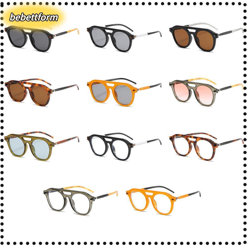 BEBETTKISS Orange Shades, แว่นกันแดดทรงกลมนักบินหรูหราสะพานคู่, แว่นตา Retro Fashion Punk 70s สําหรั