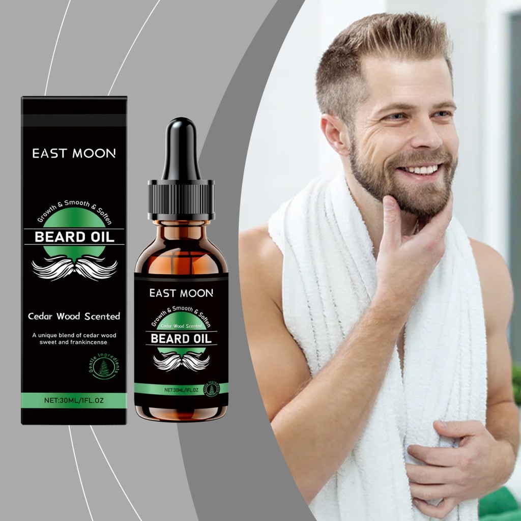 EAST MOON Mens Cedar Beard Care Essential Oil Fragrance Fresh Gentle Cleanser Moisturizing Refreshin