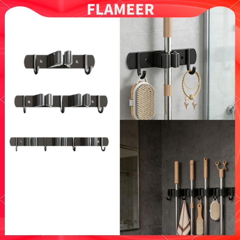 [Flameer] Mop Broom Holder Wall Mount Broom Holder Broom Organizer Storage Rack Non Slip Stainless S