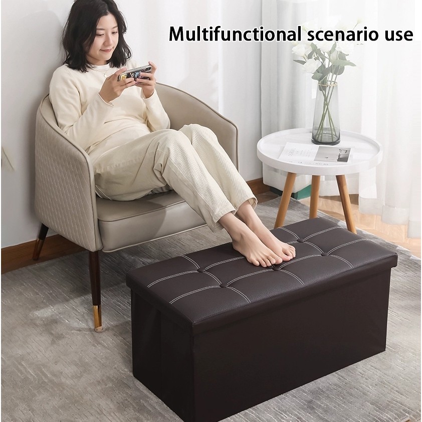 Sofa Storage Stool Ottoman Foldable Bench Storage Stool Box Leather Sofa Storage Box Large Sofa Chai