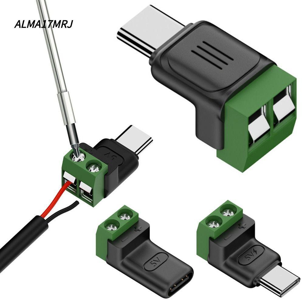 ALMA17MRJ USB C ถึง 2Pin Terminal Adapter, สกรู Type-C ถึง 2 Pin Crimp Terminal Block, คุณภาพสูงไม่ส