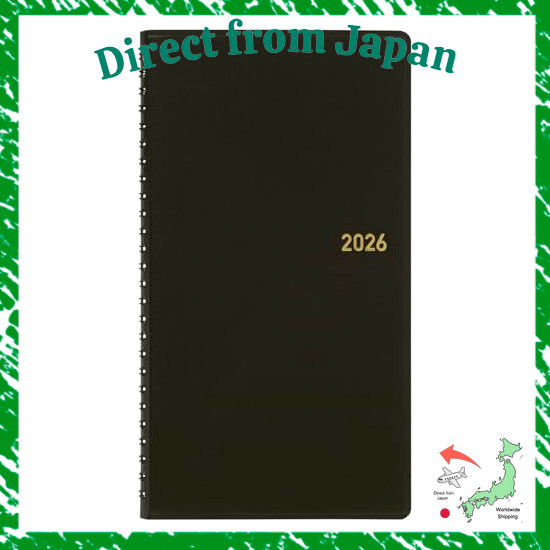 Direct From Japan Maruman Planner 2026 Weekly Planner, Vertical, Medium Size (2/3), Black, 582-26, S