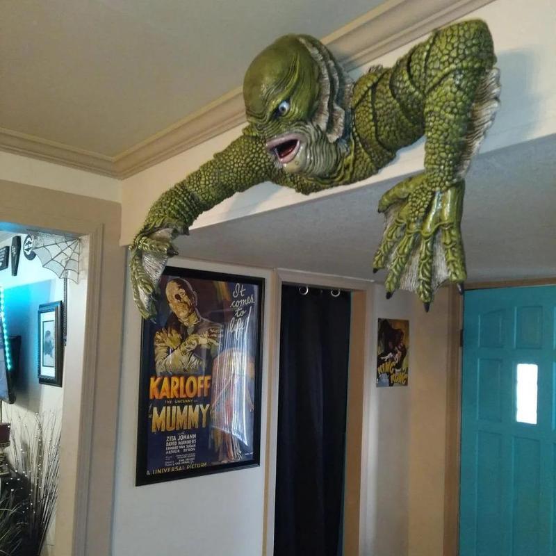 ฮาโลวีน Lizard Man ตกแต่งผนังตกแต่งสีเขียวบ้านสยองขวัญสีเขียว Lizard Man Monster ตกแต่งตลกสร้างสรรค์