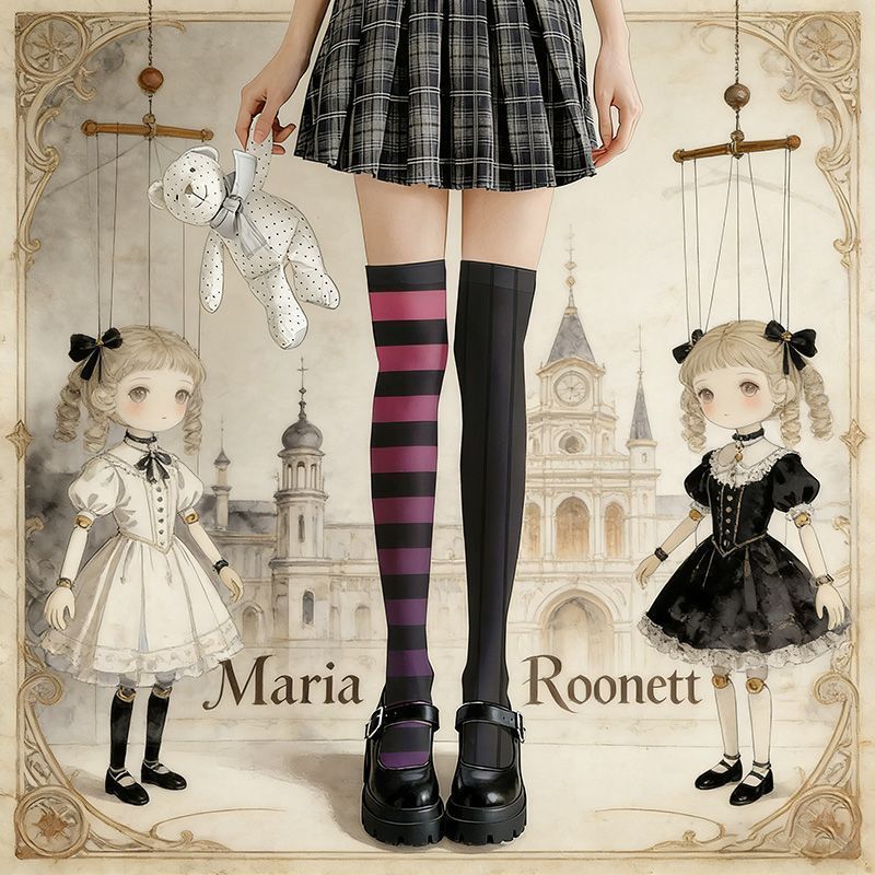Cos อะนิเมะพิมพ์ Lolita Lolita Lolita Soft Girl ถุงน่องฐานถุงน่อง Over-the-Knee 9.4