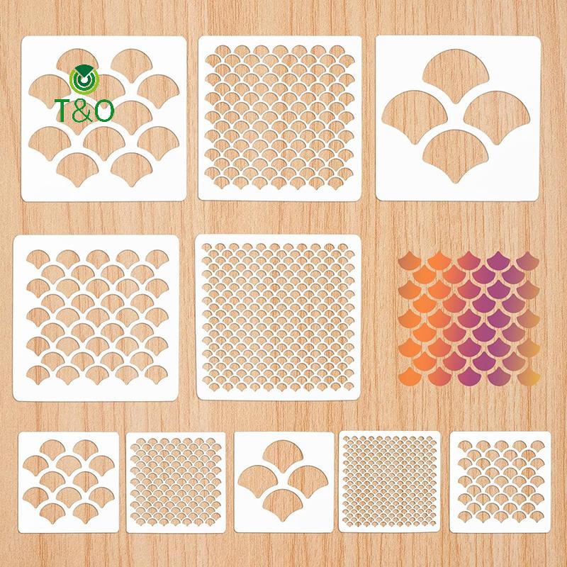 T & O ปลา Scale Stencils ภาพวาด Stencils สําหรับภาพวาดแต่งหน้า Stencil นํากลับมาใช้ใหม่ Face Paint S