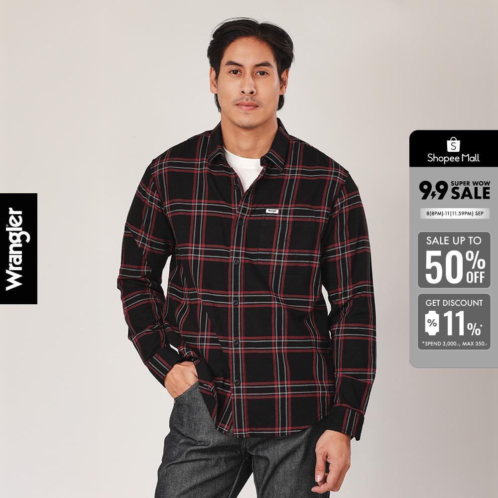 WRANGLER เสื้อเชิ้ตแขนยาวผู้ชาย รุ่น WR F425MSHLF55 สีดำ