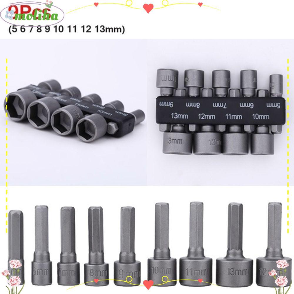 MOLIHA 9 ชิ้น/เซ็ตหัวฉีด Nut Driver Socket Bits Schroevendraaier ชุด Bits ชุดไดร์เวอร์ชุด