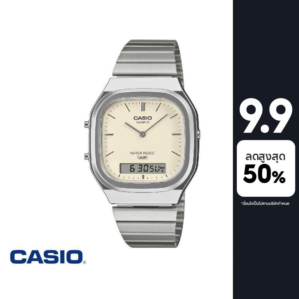CASIO นาฬิกาข้อมือ CASIO รุ่น AQ-240E-7A2DF สายสเตนเลส สีเหลือง