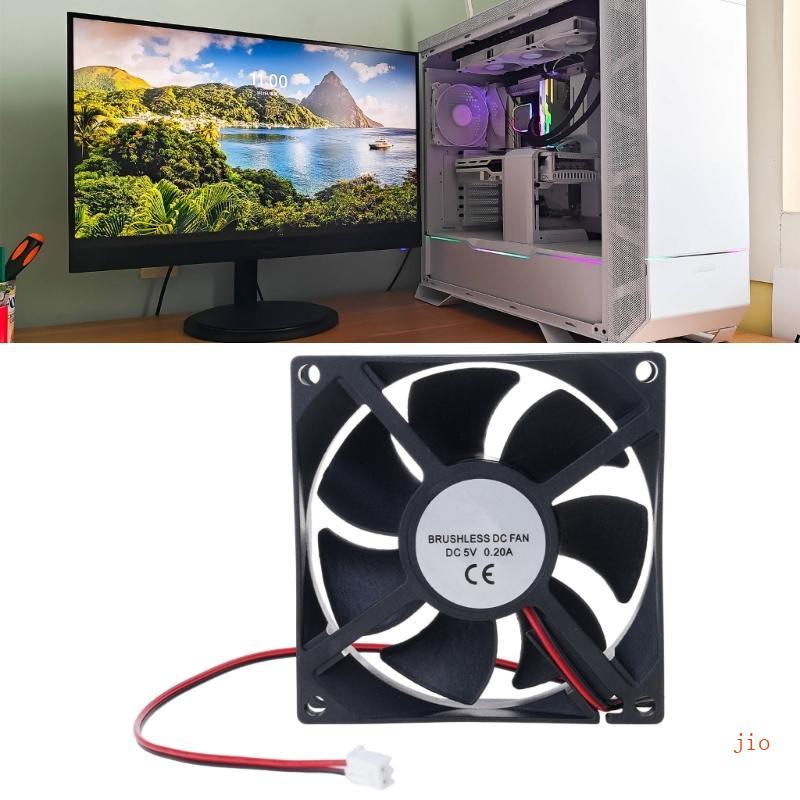 Jio Quiet 80mm PC Case Fan วัสดุ ABS แบริ่งคู่ Long Lifespan สําหรับอุปกรณ์เครือข่ายเซิร์ฟเวอร์
