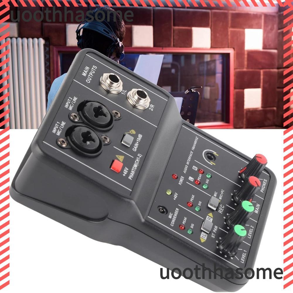 UOTHHASOME คอนโซลมิกเซอร์เสียง, 2 ช่อง 48V Power Sound Mixing Board, Mini USB Interface 16BIT/48KHZ 