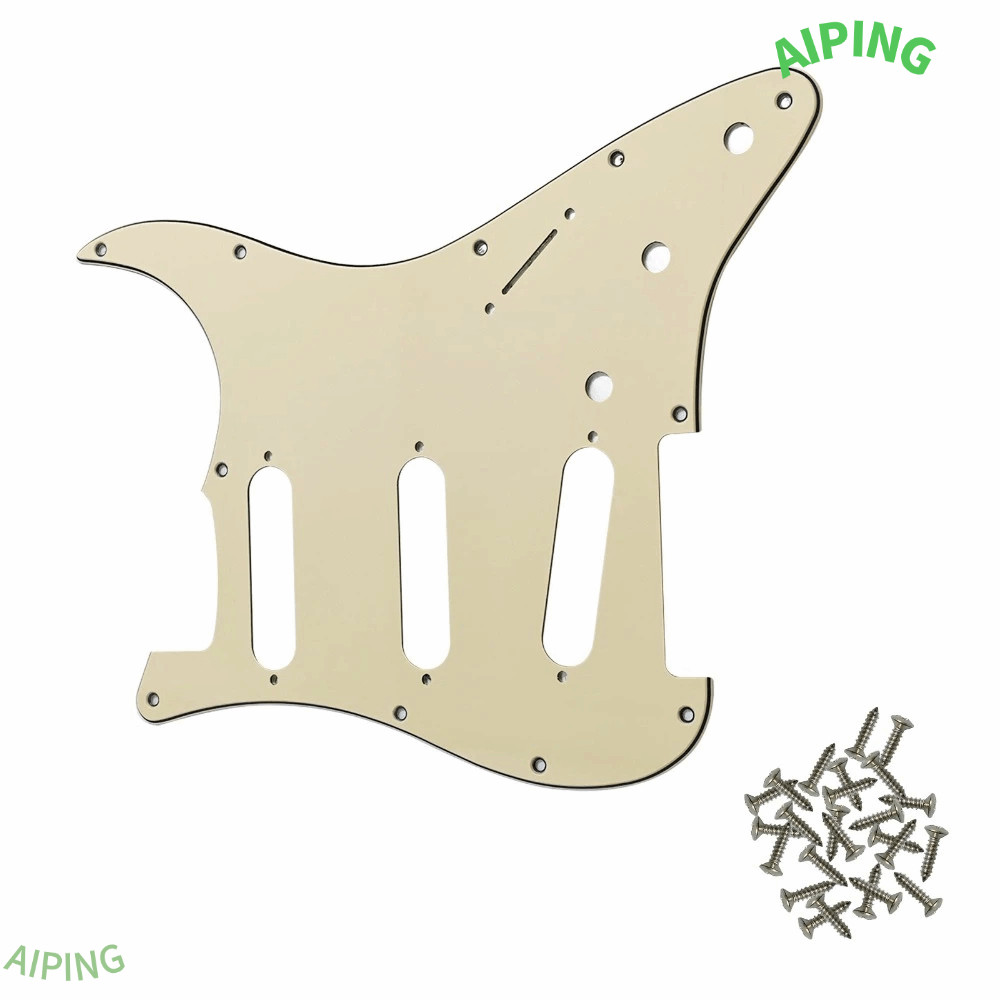 NG1ZX Guitar Pickguard, PVC 11-Hole Guitar Scratch Plate, Premium Cream Color 3Ply Guitar Guard Plat