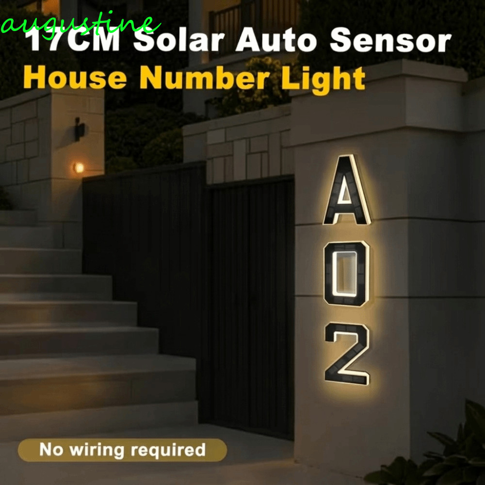 AUGUSTINE พลังงานแสงอาทิตย์ Lighted House Numbers Light, กันน้ํา Illuminated ภายนอก LED House Number
