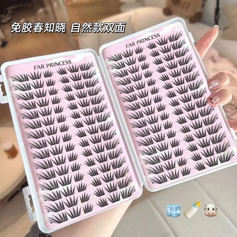 新品春知晓氛围感假睫毛手工柔软初' 学者减龄新手单簇分段式雪花免Free Glue Spring Knows About Fake Eyelashes, Small Thin Sheets, Larg