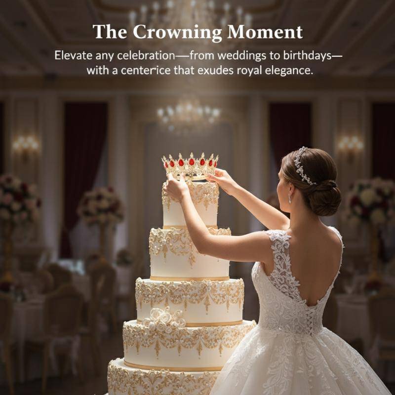 BHome Crown Tiara เค้ก Topper คริสตัลเพิร์ล Luxury Cupcake Topper สําหรับปาร์ตี้เด็กสาวเจ้าหญิงวันเก