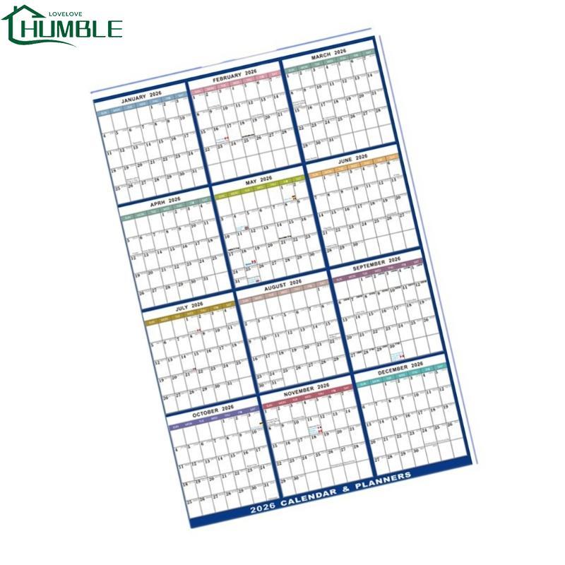 Humble 2026 Wall Calendar Planner 2026 Full Year to View ปฏิทิน Erasable Wall Planner Family Home Or