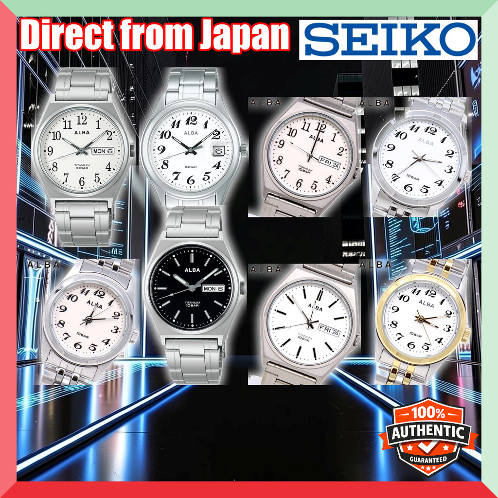 SEIKO ALBA Standard Analog Quartz Watches for Men and Women – Titanium and Stainless Steel, Enhanced