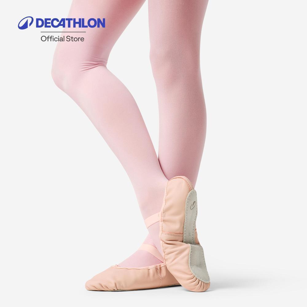 Decathlon Kids' Full Sole Leather Ballet Shoes รองเท้าบัลเลต์ Demi-Pointe แบบพื้นรองเท้าเต็มสำหรับเด